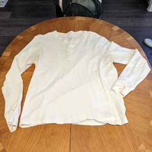 ESNTLS Men's Long Sleeve White Henley Shirt